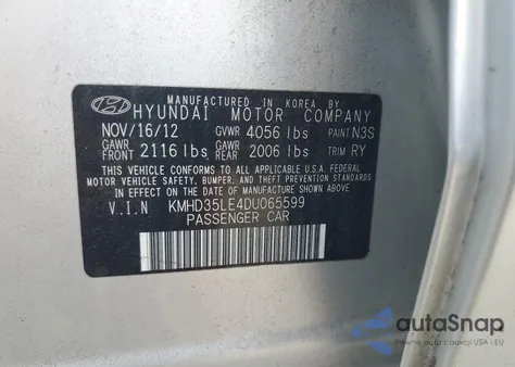 2013 Hyundai Elantra Gt from USA, damaged, VIN KMHD35LE4DU065599